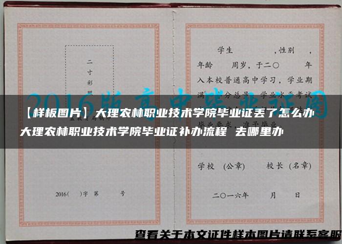 【样板图片】大理农林职业技术学院毕业证丢了怎么办 大理农林职业技术学院毕业证补办流程 去哪里办