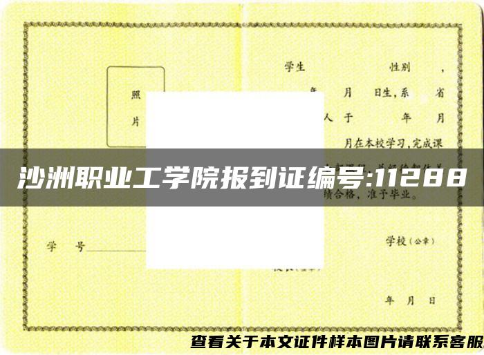 沙洲职业工学院报到证编号:11288