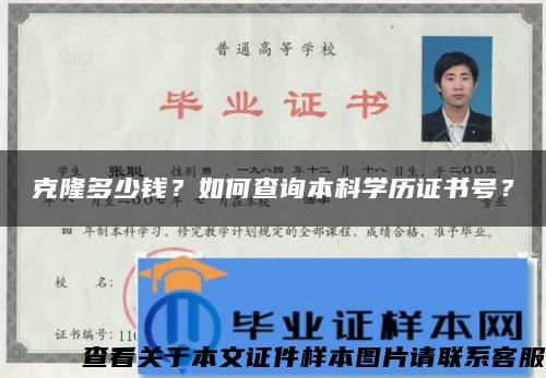 克隆多少钱？如何查询本科学历证书号？