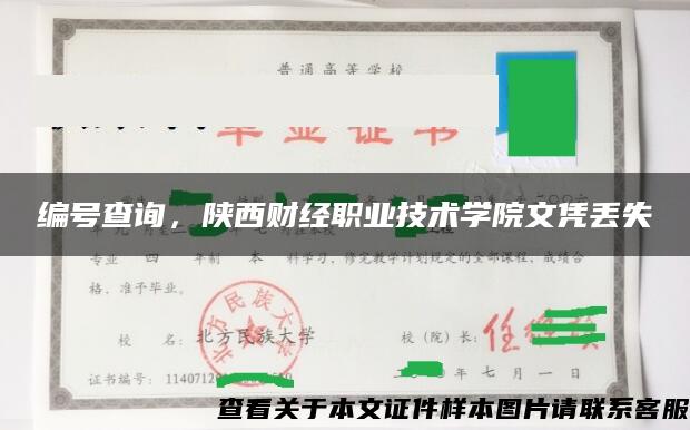 编号查询，陕西财经职业技术学院文凭丢失