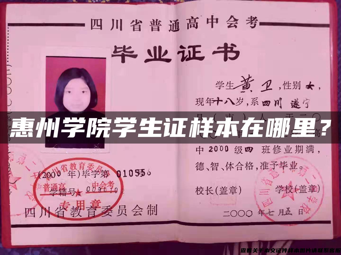 惠州学院学生证样本在哪里？