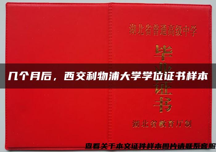 几个月后，西交利物浦大学学位证书样本