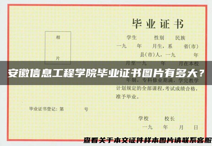 安徽信息工程学院毕业证书图片有多大？