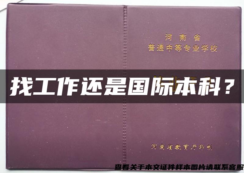 找工作还是国际本科？