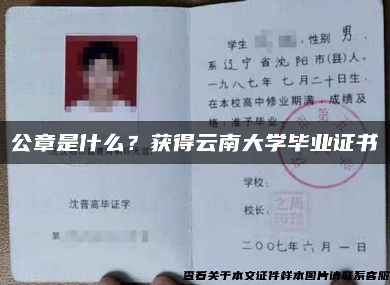 公章是什么？获得云南大学毕业证书