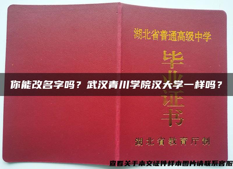 你能改名字吗？武汉青川学院汉大学一样吗？