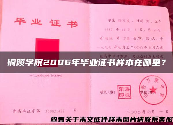 铜陵学院2006年毕业证书样本在哪里？