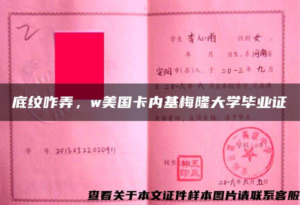 底纹咋弄，w美国卡内基梅隆大学毕业证