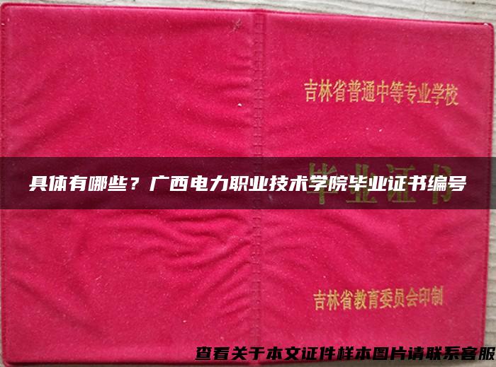 具体有哪些？广西电力职业技术学院毕业证书编号