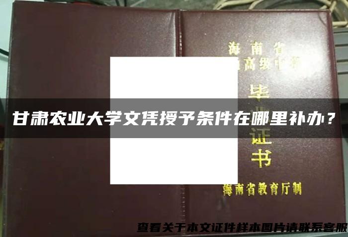 甘肃农业大学文凭授予条件在哪里补办？