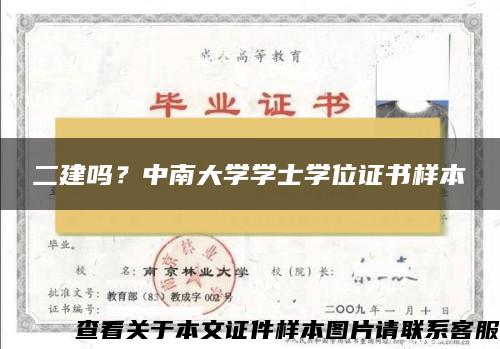 二建吗？中南大学学士学位证书样本