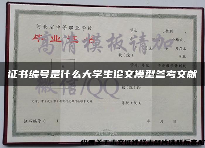 证书编号是什么大学生论文模型参考文献