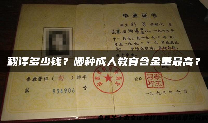 翻译多少钱？哪种成人教育含金量最高？