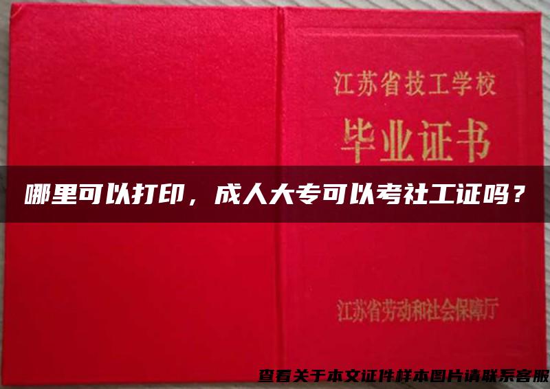 哪里可以打印，成人大专可以考社工证吗？