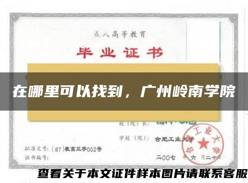 在哪里可以找到，广州岭南学院