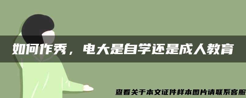 如何作秀，电大是自学还是成人教育