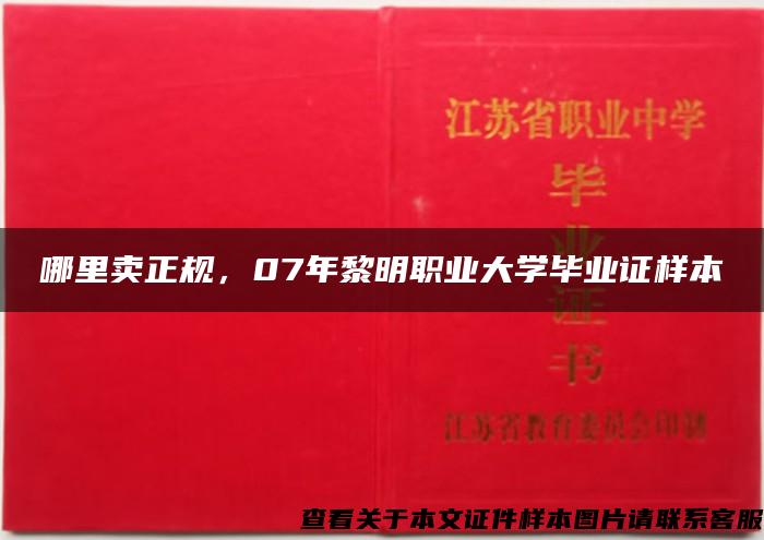 哪里卖正规，07年黎明职业大学毕业证样本