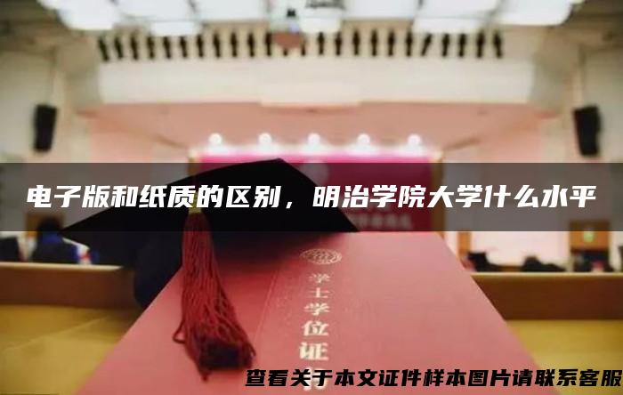 电子版和纸质的区别，明治学院大学什么水平