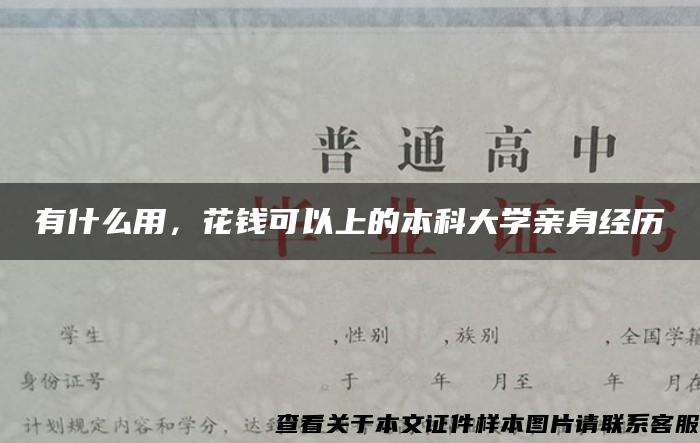 有什么用，花钱可以上的本科大学亲身经历