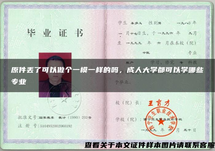 原件丢了可以做个一模一样的吗，成人大学都可以学哪些专业