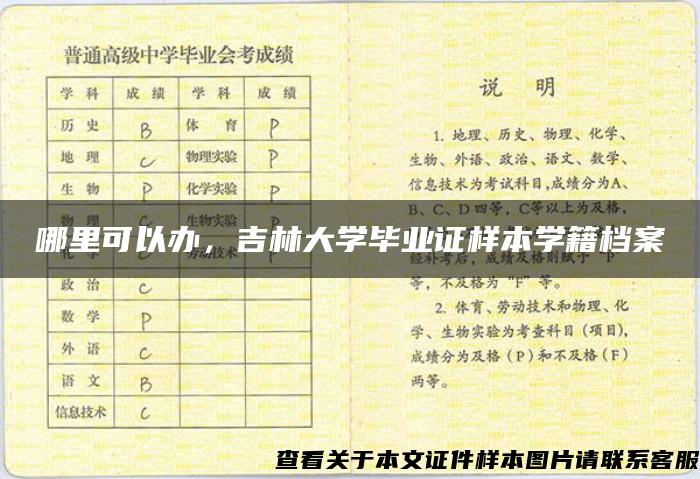 哪里可以办，吉林大学毕业证样本学籍档案