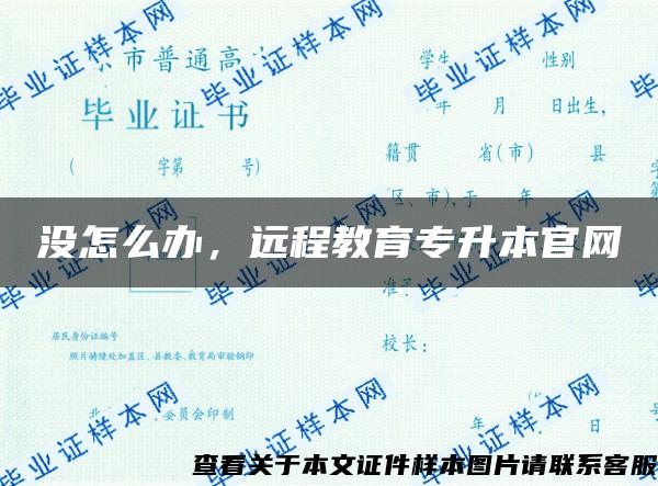 没怎么办，远程教育专升本官网