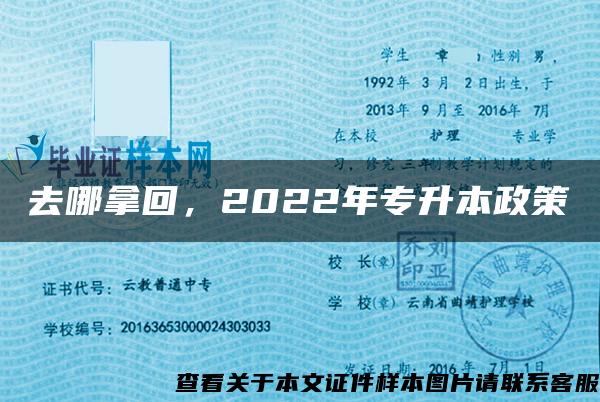 去哪拿回，2022年专升本政策