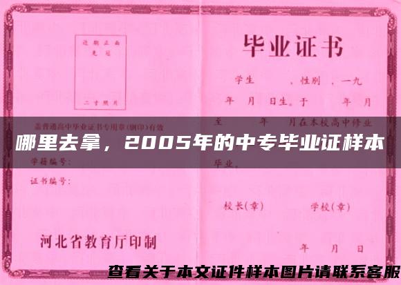 哪里去拿，2005年的中专毕业证样本