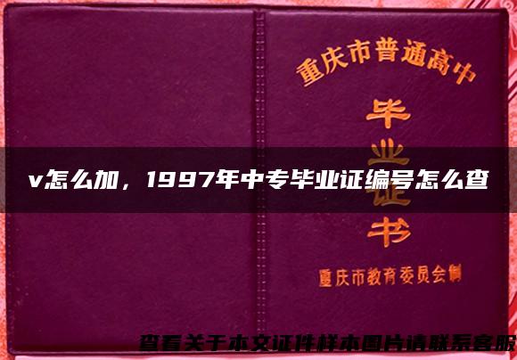 v怎么加，1997年中专毕业证编号怎么查