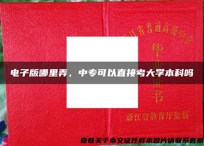 电子版哪里弄，中专可以直接考大学本科吗