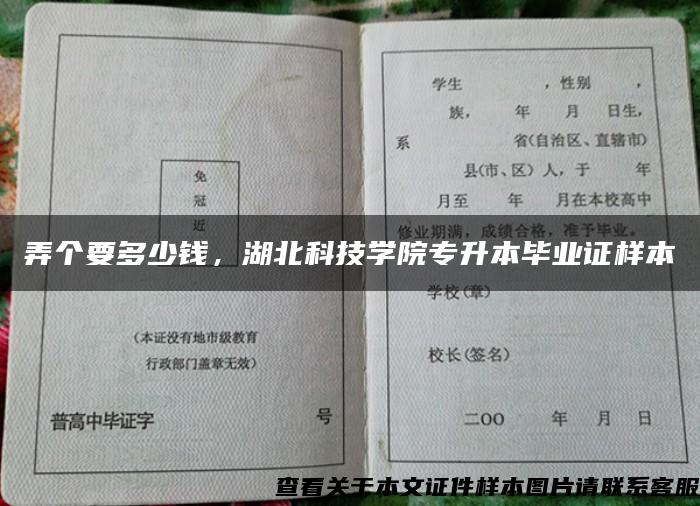 弄个要多少钱，湖北科技学院专升本毕业证样本