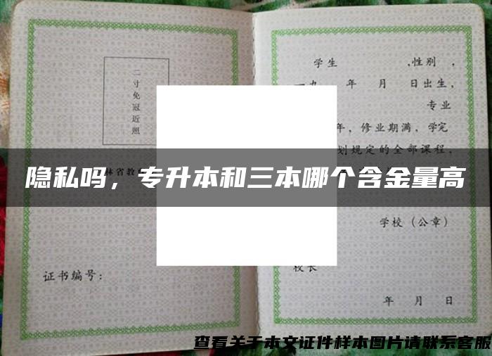 隐私吗，专升本和三本哪个含金量高