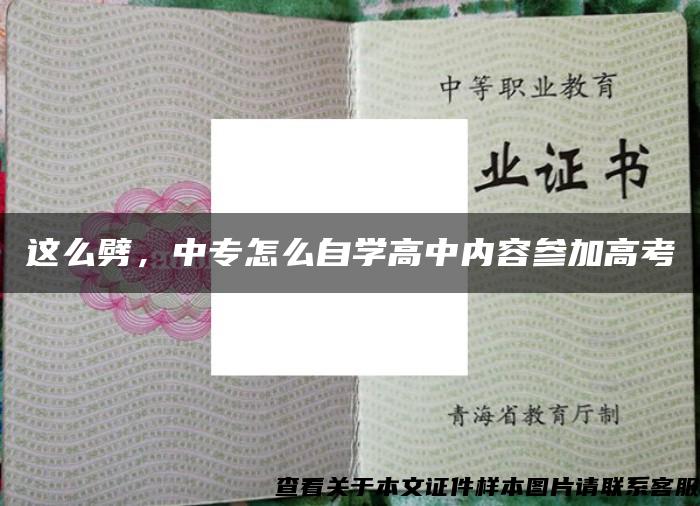 这么劈，中专怎么自学高中内容参加高考