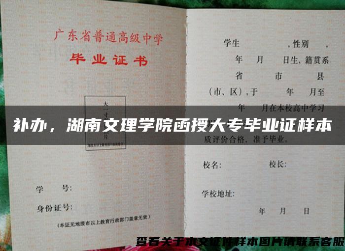 补办，湖南文理学院函授大专毕业证样本