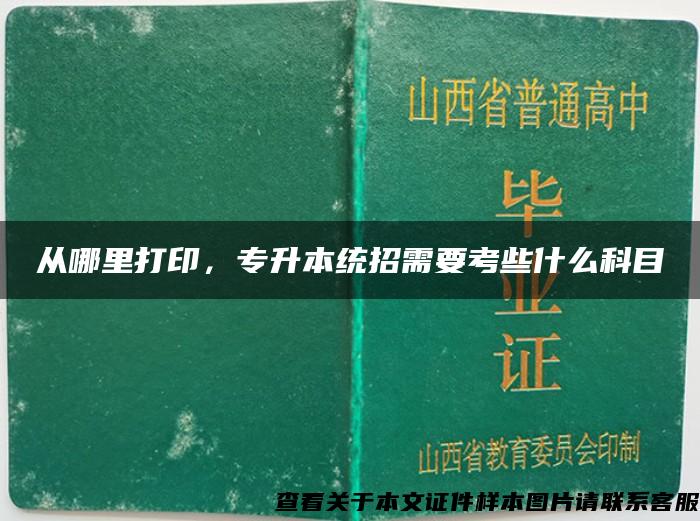 从哪里打印，专升本统招需要考些什么科目