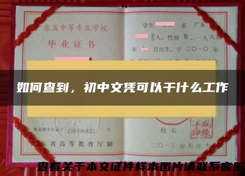 如何查到，初中文凭可以干什么工作