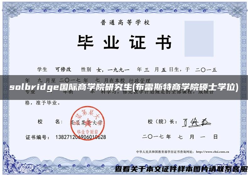 solbridge国际商学院研究生(布雷斯特商学院硕士学位)