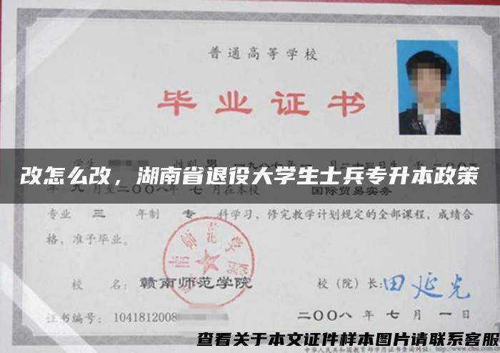 改怎么改，湖南省退役大学生士兵专升本政策