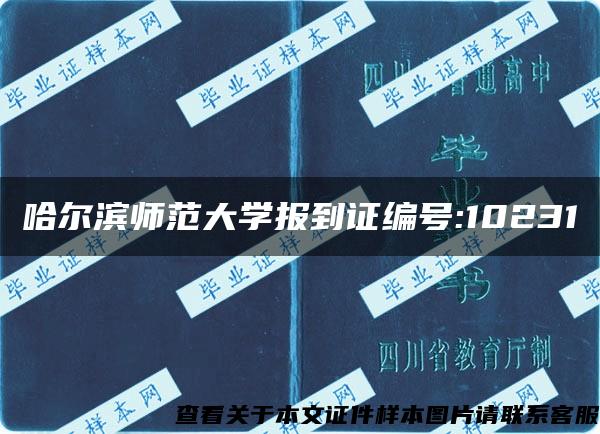 哈尔滨师范大学报到证编号:10231