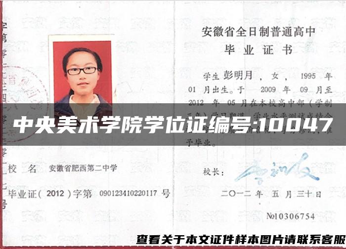 中央美术学院学位证编号:10047