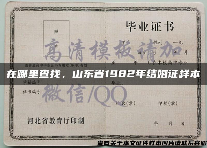 在哪里查找，山东省1982年结婚证样本