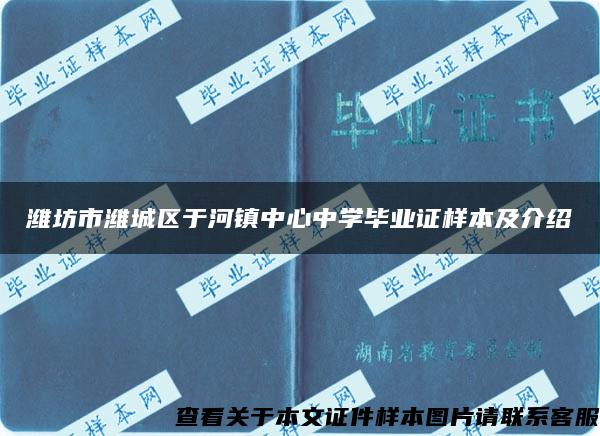 潍坊市潍城区于河镇中心中学毕业证样本及介绍