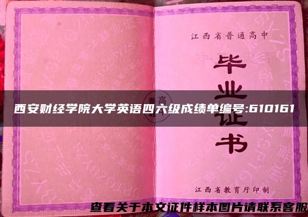 西安财经学院大学英语四六级成绩单编号:610161