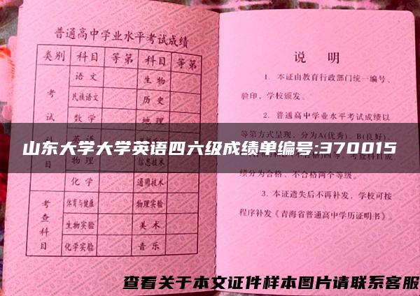 山东大学大学英语四六级成绩单编号:370015