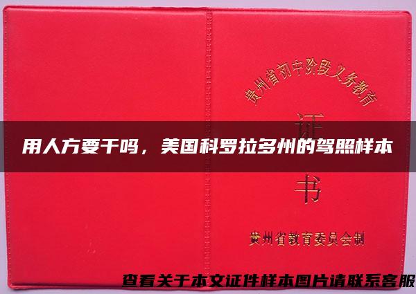 用人方要干吗，美国科罗拉多州的驾照样本