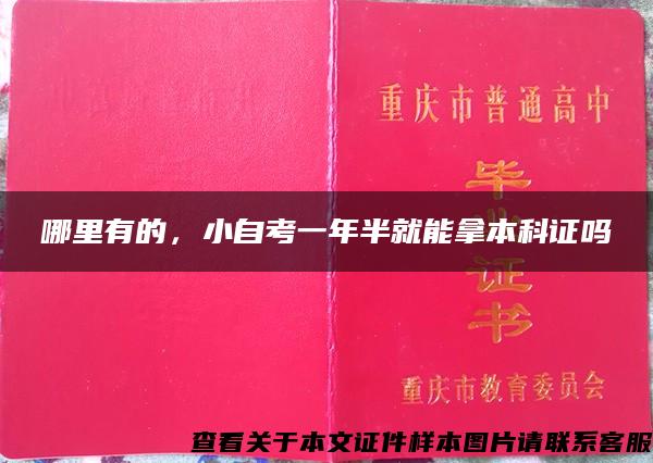 哪里有的，小自考一年半就能拿本科证吗