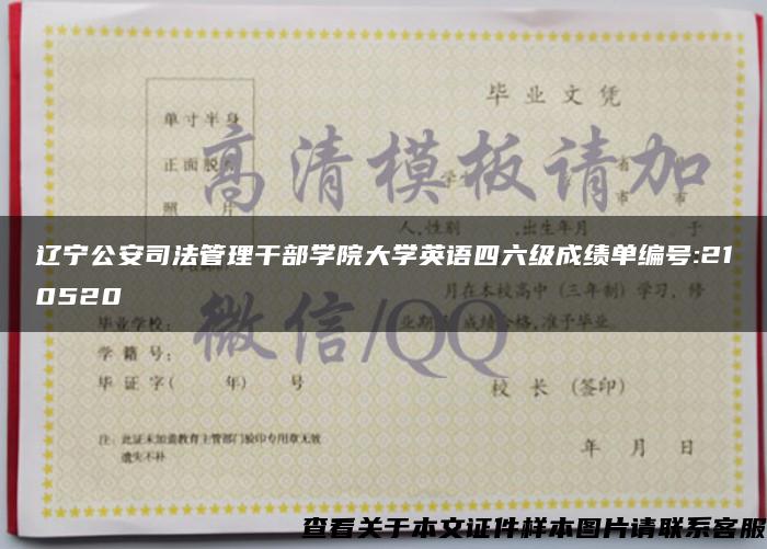 辽宁公安司法管理干部学院大学英语四六级成绩单编号:210520