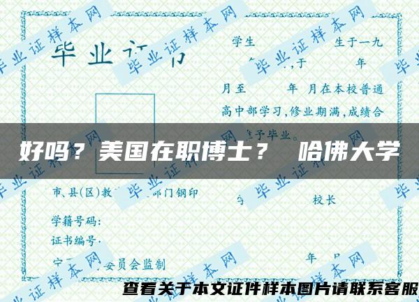 好吗？美国在职博士？ 哈佛大学