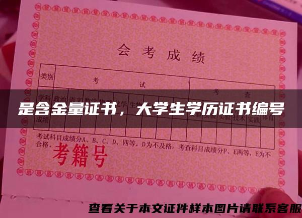 是含金量证书，大学生学历证书编号