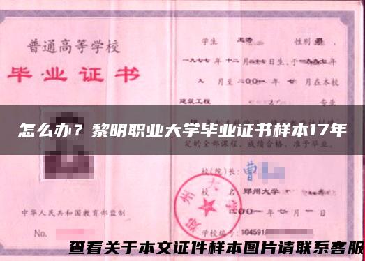 怎么办？黎明职业大学毕业证书样本17年